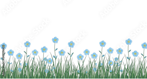 green grass and flowers