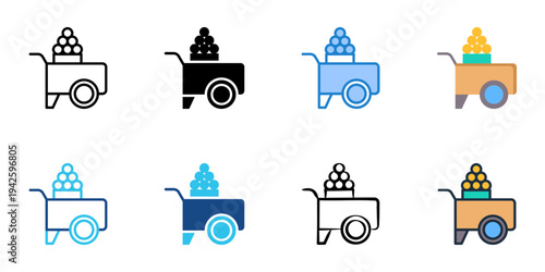 Street snacks icons set multiple style collection. Editable stroke 

