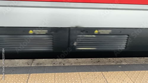 Train arriving in Railway station, road line infrastructure, daily people tourists transportation, 4k