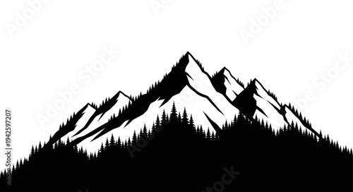 Black and White Mountain Illustration.