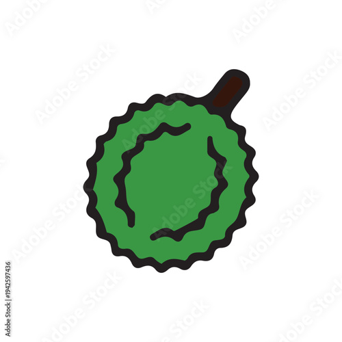 Tropical Durian Illustration: A vibrant illustration showcasing a durian, a tropical fruit renowned for its unique aroma and spiky exterior, offering a glimpse into the exotic world of fresh fruit.