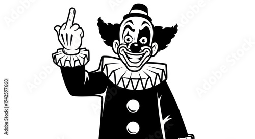 Angry Clown Giving Middle Finger Gesture - Dark Humor and Insult