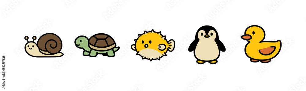 Fototapeta premium Cute cartoon animals for kids and design projects