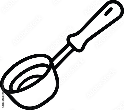 Black outline of a soup ladle on a background kitchen