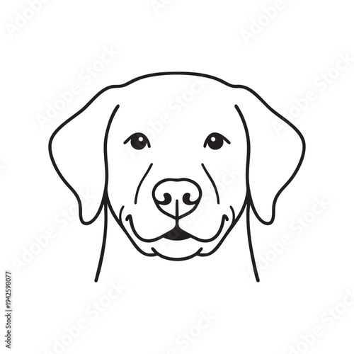 Labrador Retriever Dog Face Outline Simple Minimalist Line Art Clean Vector Head Portrait Friendly Pet Companion Animal Black And White Graphic Design