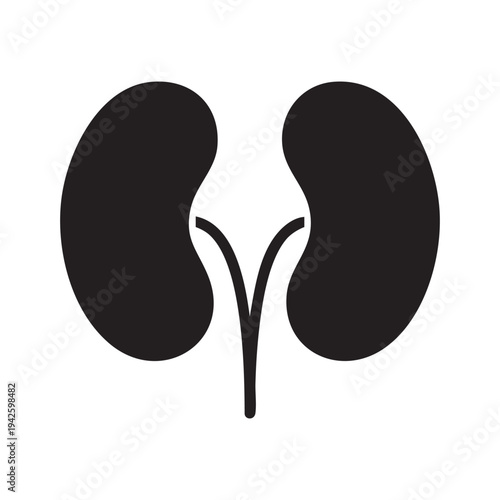 Stylized black kidney vector illustration anatomical organ medical health care internal organ human body science and technology symbol graphic healthcare medical science biology emblem clean simple