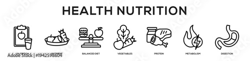 Health Nutrition web banner icon illustration concept