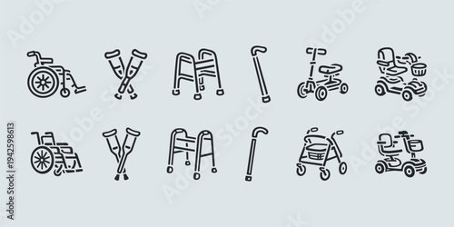 Mobility Aids Collection for Elderly and Disabled Support
