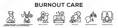 Burnout Care web banner icon illustration concept