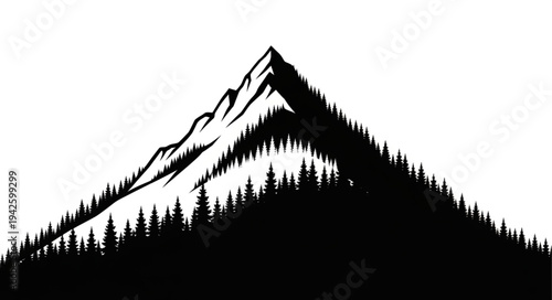 Black and White Mountain Landscape.