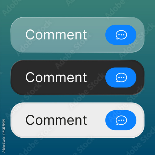 Comment button set for element call to action design
