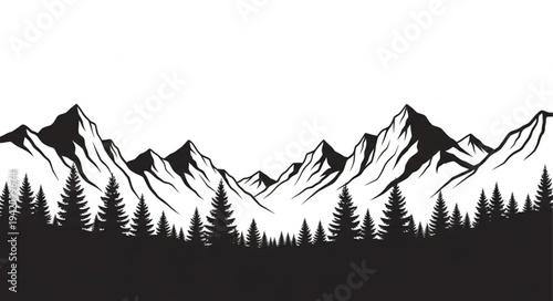 Black and White Mountain Landscape.