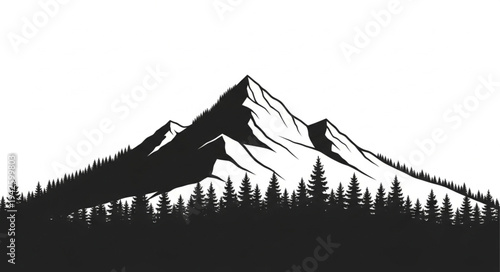 Black and White Mountain Landscape.