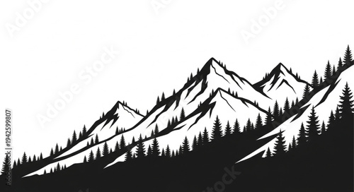 Black and White Mountain Landscape.
