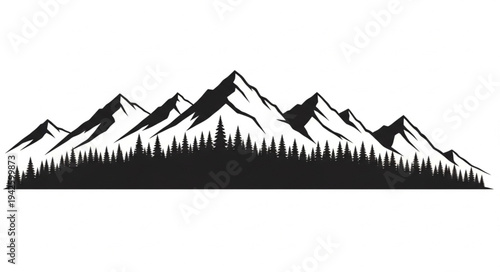 Black and White Mountain Landscape.