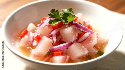 Fresh Ceviche with Fish and Vegetables.