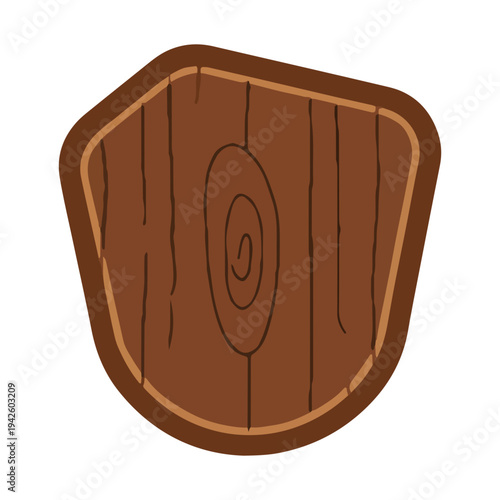 Wooden Shield Icon Isolated