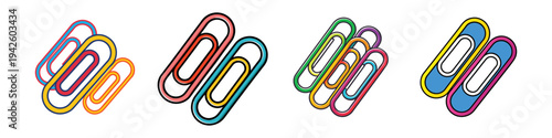 Colorful paper clips in different combinations vector illustration