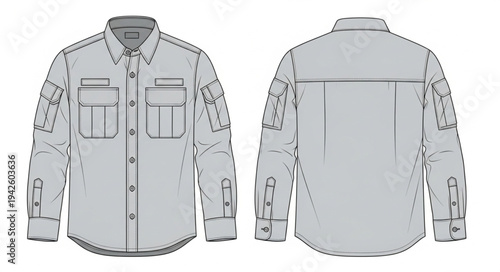 Tactical Shirt Design - Front and Back View for Apparel Mockups.