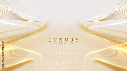 Cream stage background with golden light and glittering star effects.