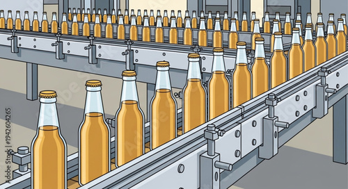 Bottles on Conveyor Belt Production.
