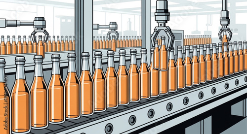 Bottles on Conveyor Belt Production.