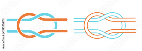 Sailor rope icons. Flat and outline celtic nodes.