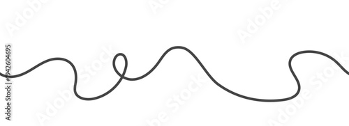 Squiggle thin line background. Cabla shape seamless pattern. Doodle line with loop