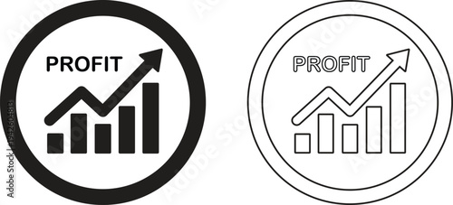 Profit growing symbol business chart with arrow growth success icon progress bar diagram chart increase growing graph set