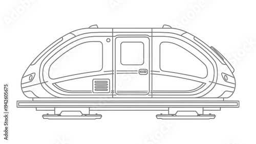 Futuristic Personal Rapid Transit Car: Sleek personal rapid transit car design showcasing modern transportation innovation.