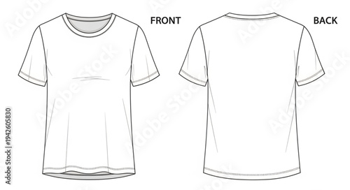 Front and Back View of a Blank White T-Shirt.