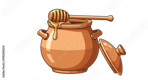 Honey Pot with Dipper.