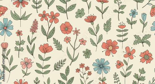 Scandinavian inspired flower design with soft shapes and calm natural color palette