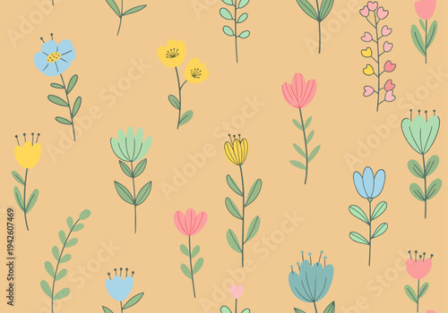 Soft feminine botanical pattern with gentle watercolor petals
