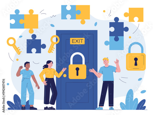 People find exit key near locked door.