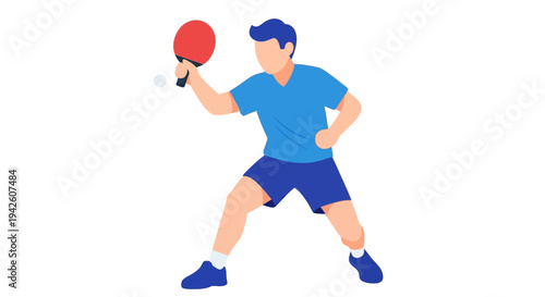 Man Playing Table Tennis.
