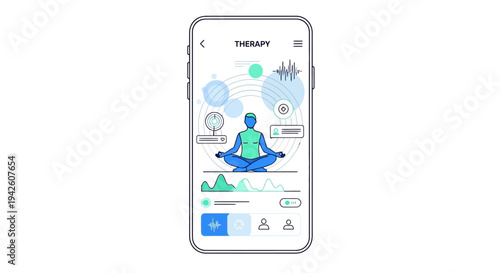 Meditation on phone screen.