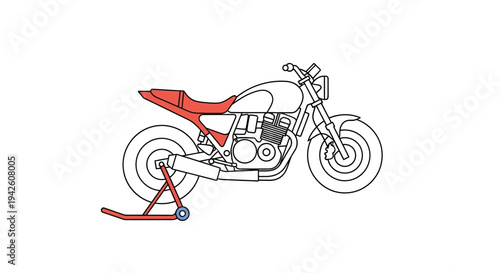 Motorcycle on a stand.