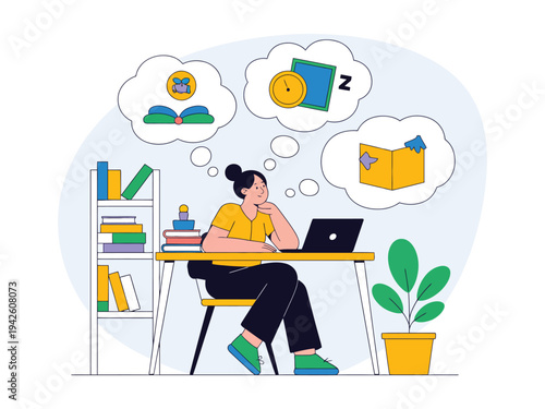 Student contemplates thoughts while.