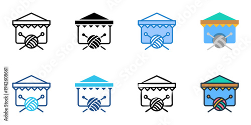 Traditional craft market icons set multiple style collection. Editable stroke 
