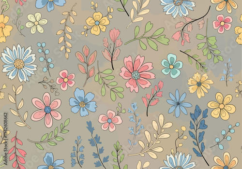 Light feminine flower illustration with soft painted petals and leaves