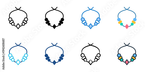 Local beaded accessories icons set multiple style collection. Editable stroke 
