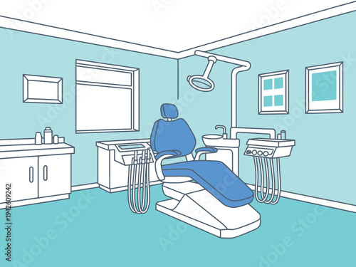 Empty modern dental examination room.