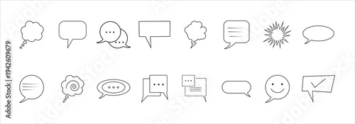 Set of Chat Bubble Line Icons. Outline Icon Collection. Editable stroke. Cloud speech bubbles collection. Vector illustration
