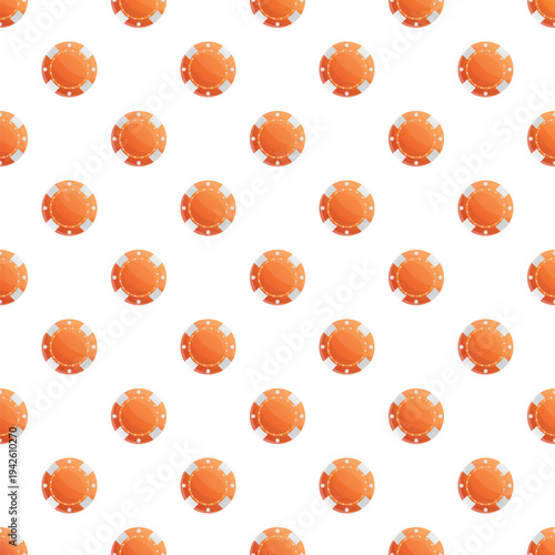 Orange gambling chips creating a repetitive casino game background