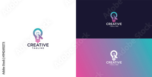 smart bulb logo icon. bulb logo technology. initial logo design Q