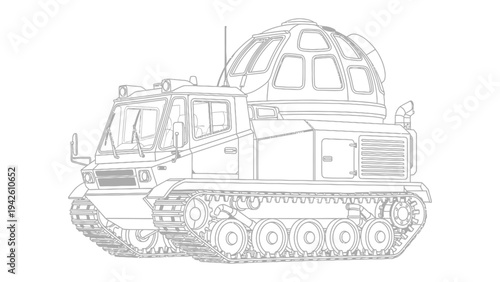 Astronomic Research Vehicle Outline: An outlined image showcasing a cutting-edge astronomic research vehicle, perfectly highlighting its design and function.