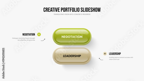 Corporate Insight Presentation Template Vector Illustration. Digital Performance Two Element Infographic Slide Design. Creative Forecast 2 Option Diagram Slideshow Layout.
