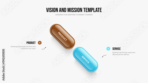 Investor Introduction Slideshow Layout Vector Illustration. Digital Planning Two Option Diagram Frame Template. Company Plan 2 Element Infographic Slide Design.