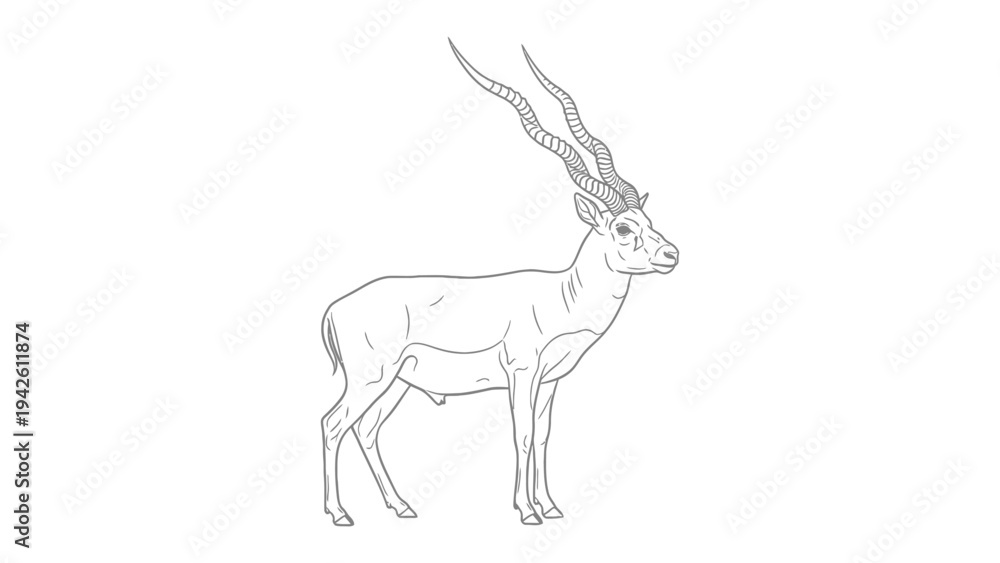 Obraz premium Gazelle Sketch: An elegant gazelle, its sleek form defined in an artistic sketch, showcases its graceful silhouette against a neutral backdrop, ready to be colored.